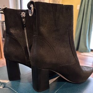 PAIGE Black Heeled Boots with Side Zipper